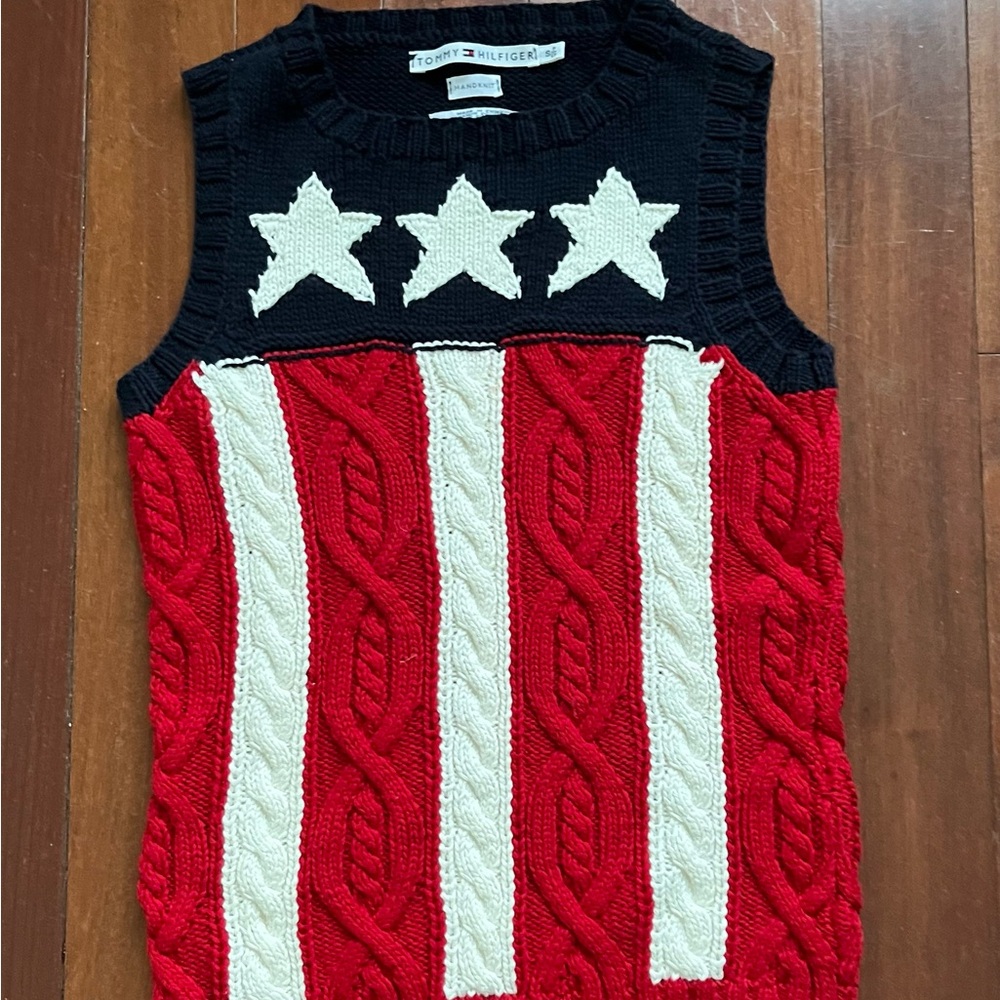 Tommy Hilfiger Navy and Red Star Sweater